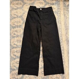 Anthropologie Maeve The Colette Cropped Wide-Leg Trousers in Black Size 27